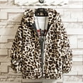 thumbnail image 4 of 2023 Fall/winter Leopard Print Jacket Loose and Comfortable Cotton-padded Jacket Fashion Men's and Women's Autumn Warm Jacket (01 Brown,Asian XXL is Eur L), 4 of 7