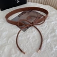 thumbnail image 6 of Women Fashion Non-hole Waist Chain Waist Band Wide Round Rope Belt Leather Thin Belt Sweater Strap Knotted Waist Belt BROWN, 6 of 8
