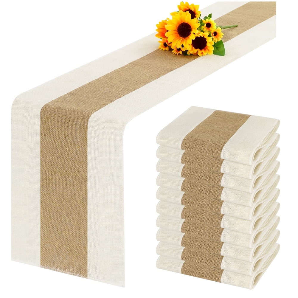 Pesonlook 10 Packs Burlap Table Runner Splicing Rustic Table Runner 12