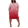 thumbnail image 2 of Robes Africaines pour Femmes Robe d'Été pour Femmes Grande Taille Col en V Manches Courtes Longueur Genou avec Poche Robe Décontractée, 2 of 4