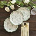 thumbnail image 4 of Efavormart 25 Pack White Sage Green Floral Leaf Print Dessert Paper Plates with Scalloped Rim, 8" Round Disposable Appetizer Salad Plates - 300GSM, 4 of 11