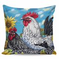 thumbnail image 2 of Retro Rooster Decorative Pillowcase 26''x26'', Blue Farmhouse Animals Flowers Throw Pillow Covers Soft Cushion Case for Couch Sofa Bedroom Living Room, Pillowcase Boho Decor, 2 of 8