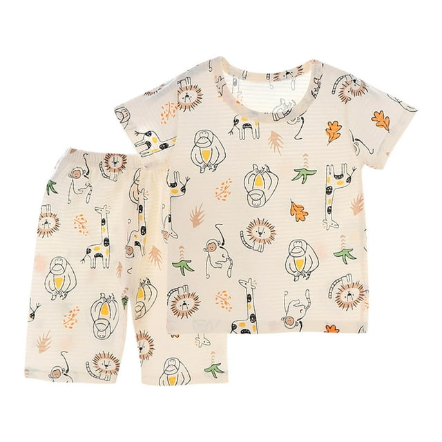 Odeerbi 1-8 Años Niños Niñas Pijamas de Verano de Algodón de Manga Corta Tops Pantalones Cortos Conjunto de Dos Piezas de Pijama Conjunto de Dos Piezas de Pijama