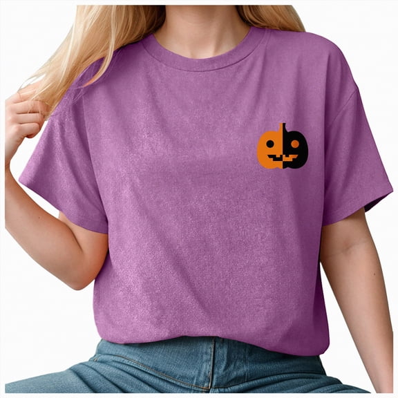 Godom Halloween Ghost T Shirt Women Funny Pumpkin Printed Cute T Shirts Short Sleeve Fall Season Tees