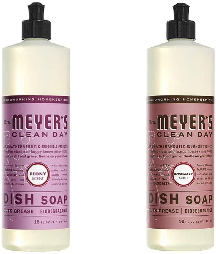 Liquid Dish Soap, Cruelty Free Formula, 1 Pack Peony, 1 Pack Rosemary, 16 OZ each