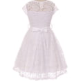 thumbnail image 2 of Big Girls' Illusion Lace Top Stone Belt Flowers Girls Dresses White 10 (J19KS88), 2 of 3