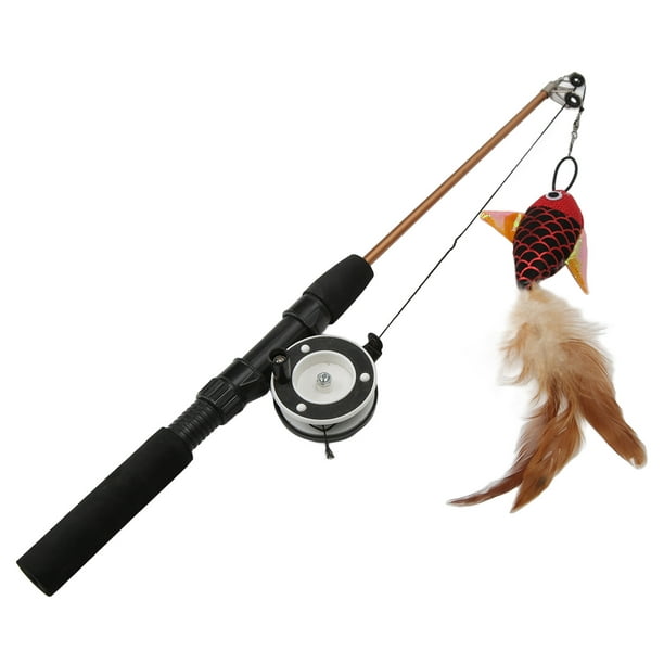 Ymiko Fishing Rod Cat Toy, Lifelike Fish Design Cat Toys For Cat Toys For Chewing Red Fish + Fishing Rod