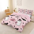 thumbnail image 3 of Homewish Kawaii Witch Ghost Bedding for Girls, Cute Spider Web Pumpkin Bat Star Duvet Cover Full, Pink Reversible, 3pcs, 1 Duvet Cover and 2 Pillowcases, 3 of 6
