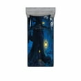 thumbnail image 2 of Forest Bedding Set with Sheet & Covers, Night with Home in Trunk of Enchanted Tree, Printed Bedroom Decor 2 Shams, 4 Sizes, Dark Night Blue Mustard, by Ambesonne, 2 of 3