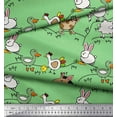 thumbnail image 2 of Soimoi Moss Georgette Fabric Bird & Animals Cartoon Print Fabric by The Yard 42 Inch Wide, 2 of 3