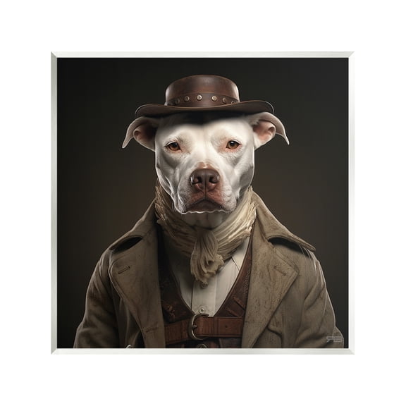 Stupell Industries Vintage Fashion Pit Bull Animals & Insects Painting Unframed Art Print Wall Art, 12 x 12