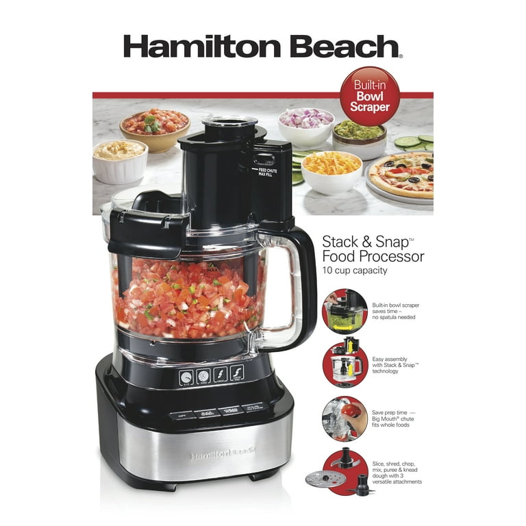 Hamilton Beach 10-Cup Stack & Snap™ Food Processor with Bowl Scraper, Black  - 70822F