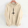 thumbnail image 4 of VOONCAS Women's Distressed Cross Graphic Hoodie - 100% Polyester, Gothic Punk Streetwear, Relaxed Fit with Hood, Khaki, XL, 4 of 4