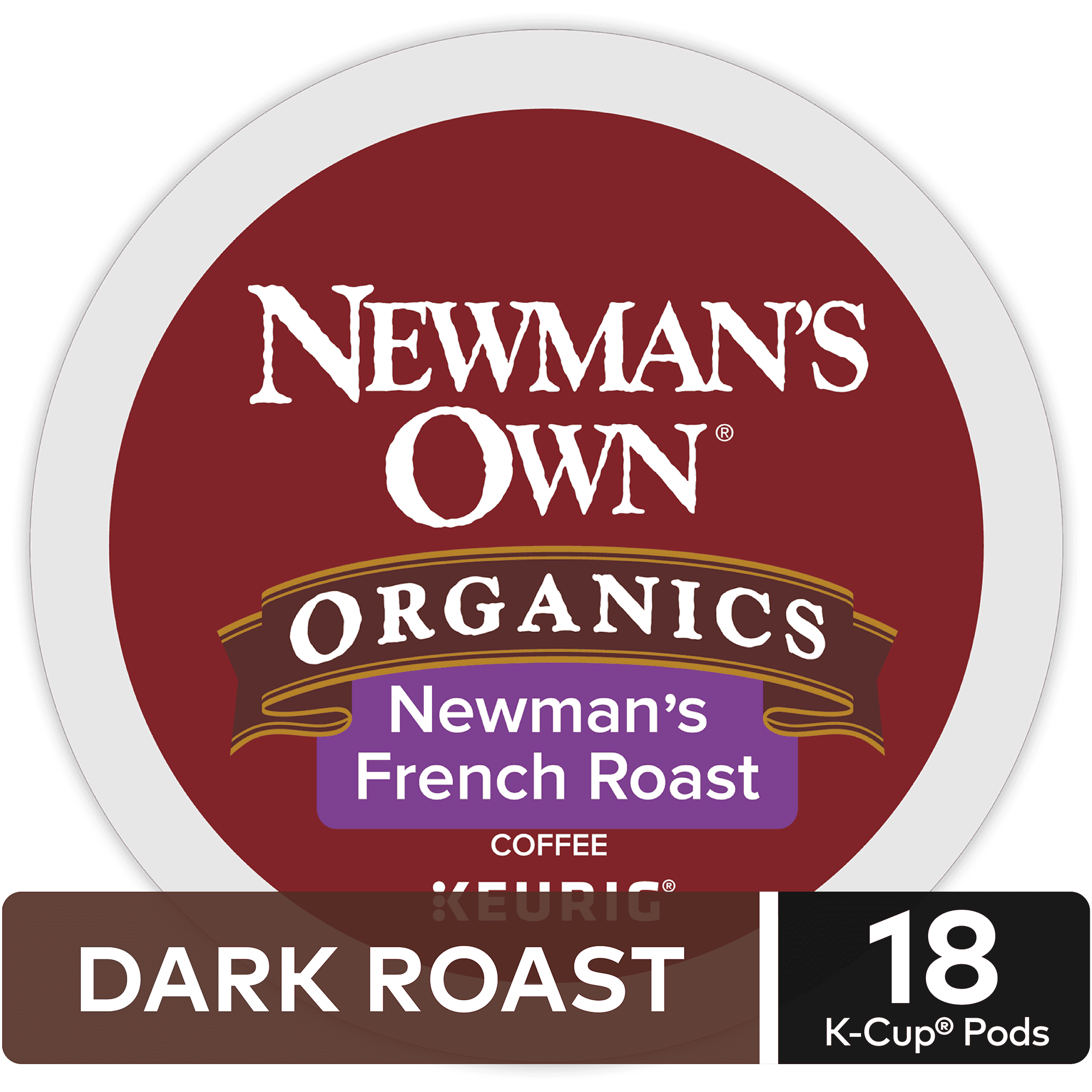Newman's Own Organics Dark French Roast KCup Coffee Pods, 18 Count for