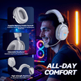 thumbnail image 5 of UHM Wireless Gaming Headset for PS5/PS4/PC/ Nintendo Switch,Foldable Over Ear 2.4G/Bluetooth Gaming Headphones with Detachable Noise-Canceling Microphone,Stereo Sound ,Wired Mode for Xbox,White, 5 of 9