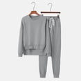 thumbnail image 4 of MIUOWANP Womens Big and Tall Sets Women Sweatsuits 2 Piece Outfits Crew Neck Sweatshirt Sweatpant Tracksuit Fall Irregular Hem Pullover Sets, 4 of 5