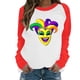 thumbnail image 2 of Xuyuer Mardi Gras Shirts for Women Shirt Funny Mask Graphic Tee Carnival Long Sleeve Shirt V Neck Top, 2 of 6