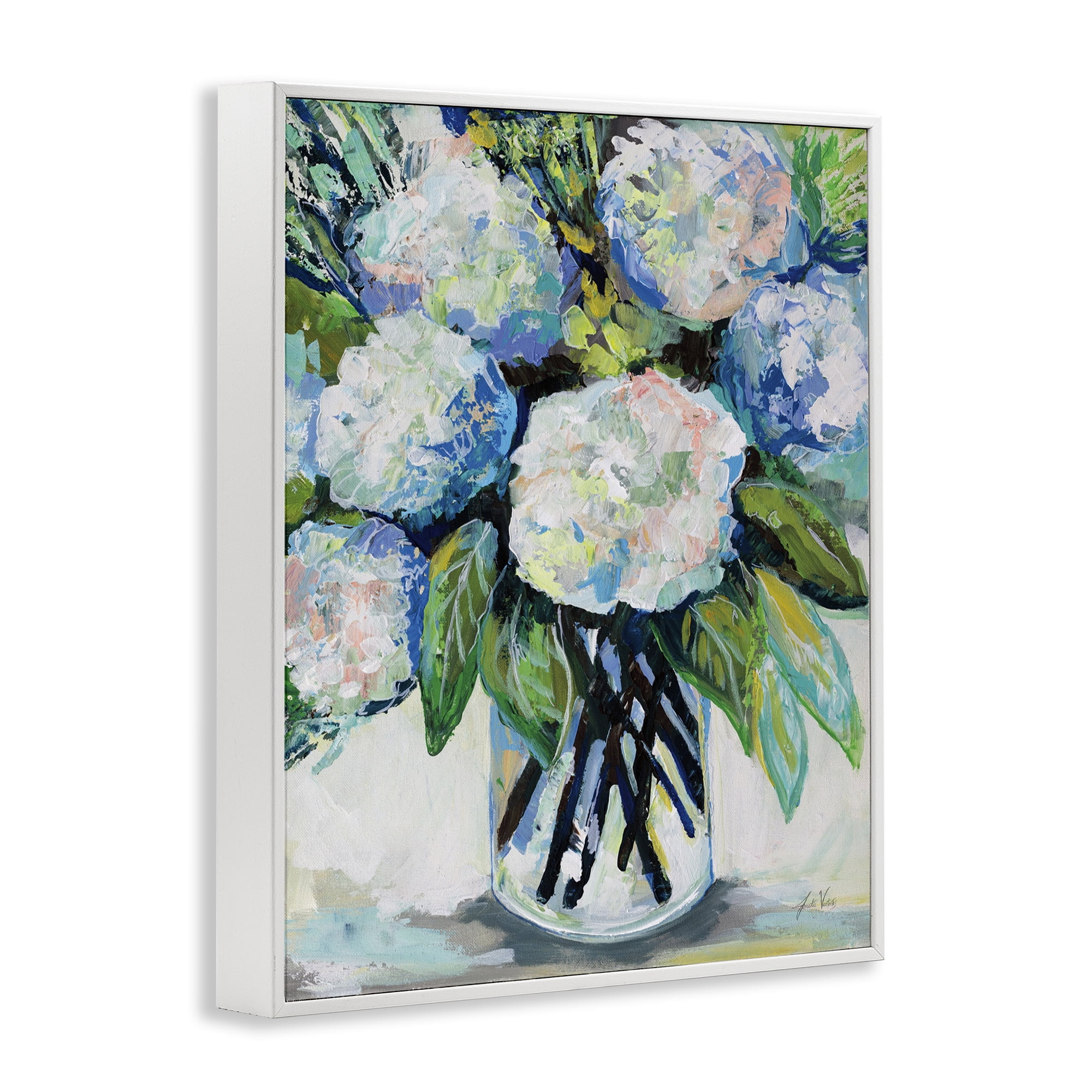 Stupell Industries Abundant White Hydrangeas Botanical & Floral Painting White Framed Art Print Wall Art, 11 x 14