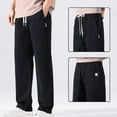 thumbnail image 6 of Momasggi Men's Big and Tall Long Pants Drawstring Elastic Waist Straight Leg Pants Lightweight Outdoor Cargo Pants with Pockets Black 3XL, 6 of 9