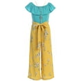 thumbnail image 3 of Big Girls Sleeveless Cold Shoulder Ruffle Flower Easter Holiday Romper Jumpsuit Teal 8 (2J1KS91), 3 of 4