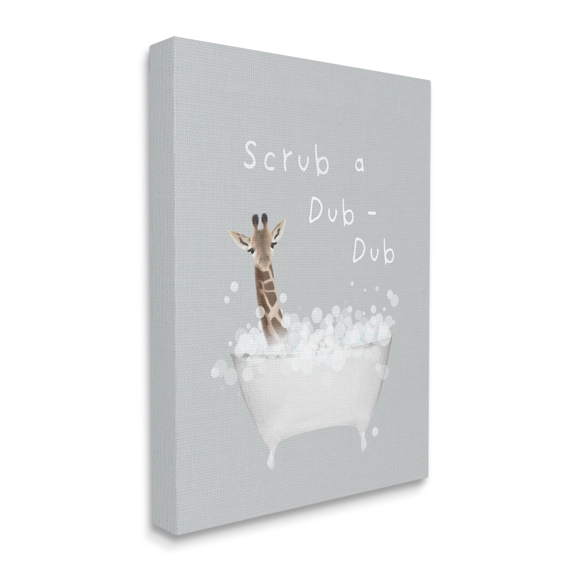 Stupell Industries Scrub-a-Dub Giraffe Tub Animals & Insects Painting Gallery Wrapped Canvas Art Print Wall Art, 24 x 30