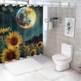 thumbnail image 7 of Creowell Sunflowers Full Moon Space Art Pretty Shower Curtain Bathroom Decor 100% Polyester Chic Modern Shower Curtain with Hooks 69x72, 7 of 7