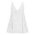 thumbnail image 6 of Sakmal Ruffle Sundresses for Women Tie Front Mini White Dress A Line Sleeveless V Neck Solid Dresses, 6 of 7