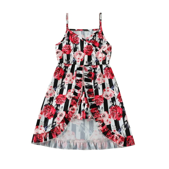 RKSTN Robe pour Fillettes Manches Longues Robe Jupe Petite Fille Jupe Slim Princesse Robe Rayée Florale Dos Nu
