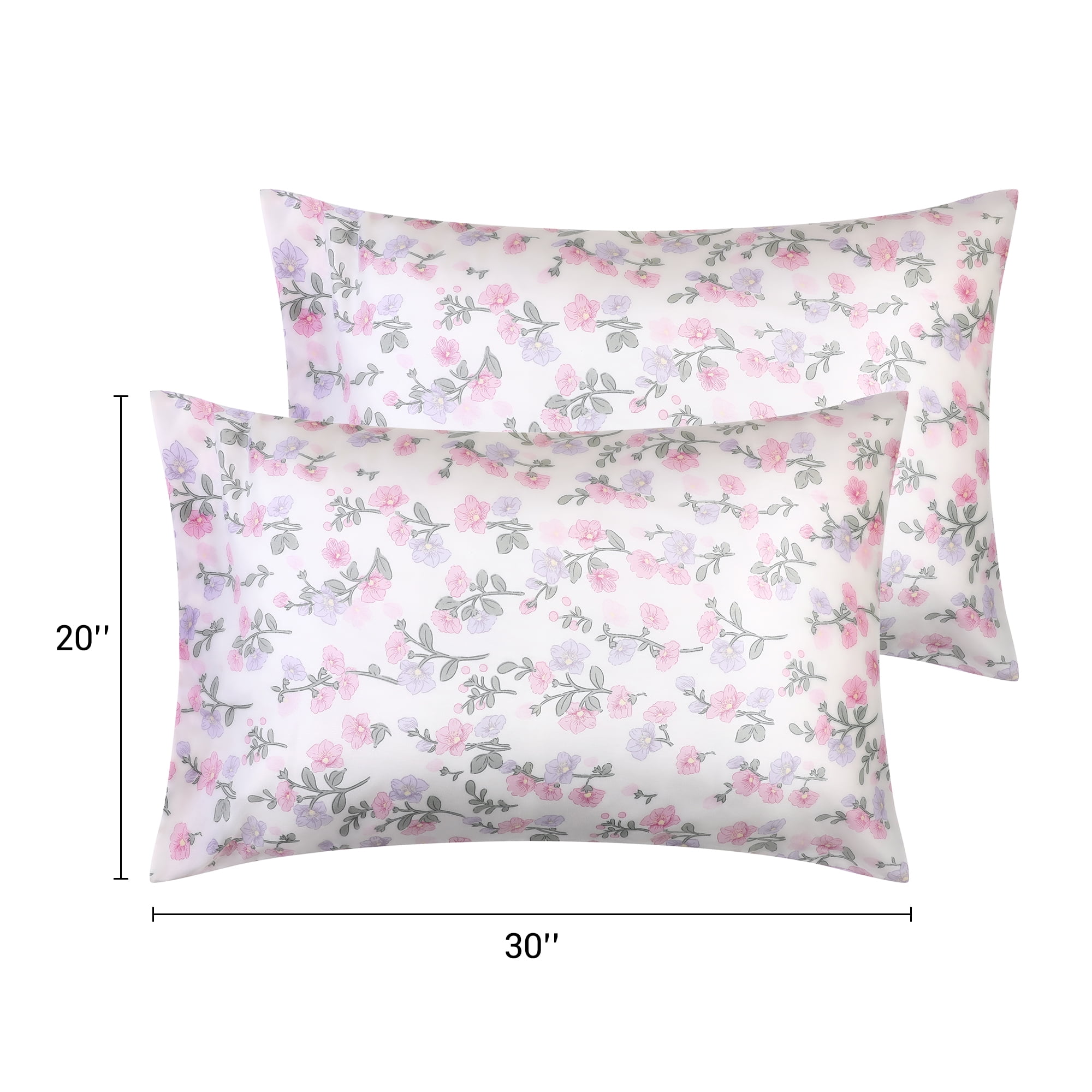 Unique Bargains 2 Pack Pillowcase Breathable Soft Floral Pillow Cases Gift Pink Purple