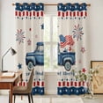 thumbnail image 5 of Kitchen Curtains 84 Inch Length 2 Panels, Independence Day Grommets Window Treatment Curtain, Blue Truck Firework Star Blue Red Flag Thermal Curtains Drapes for Living Room/Bathroom, 5 of 9