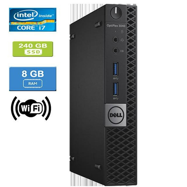 Remis à Neuf : DELL 3040 MICRO Intel Core i7-6700 3,40 GHz, 8 Go, 240 Go SSD, Win 10 Home