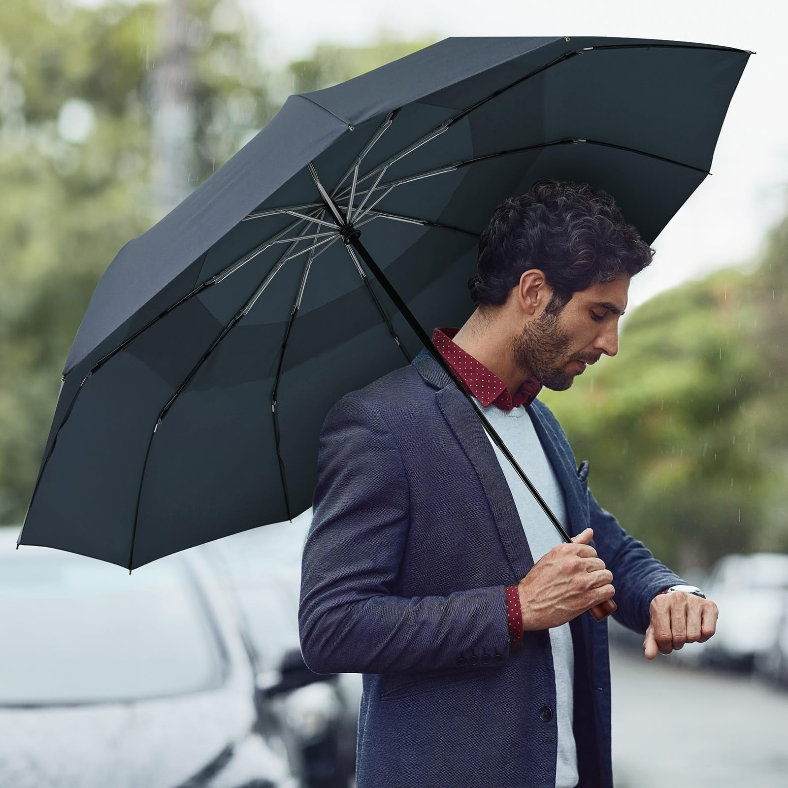 G4Free 54" Large Compact Windproof Golf Umbrella | Auto Open/Close Folding Travel | Reinforced 10-Frame Vented Double Canopy for Men & Women