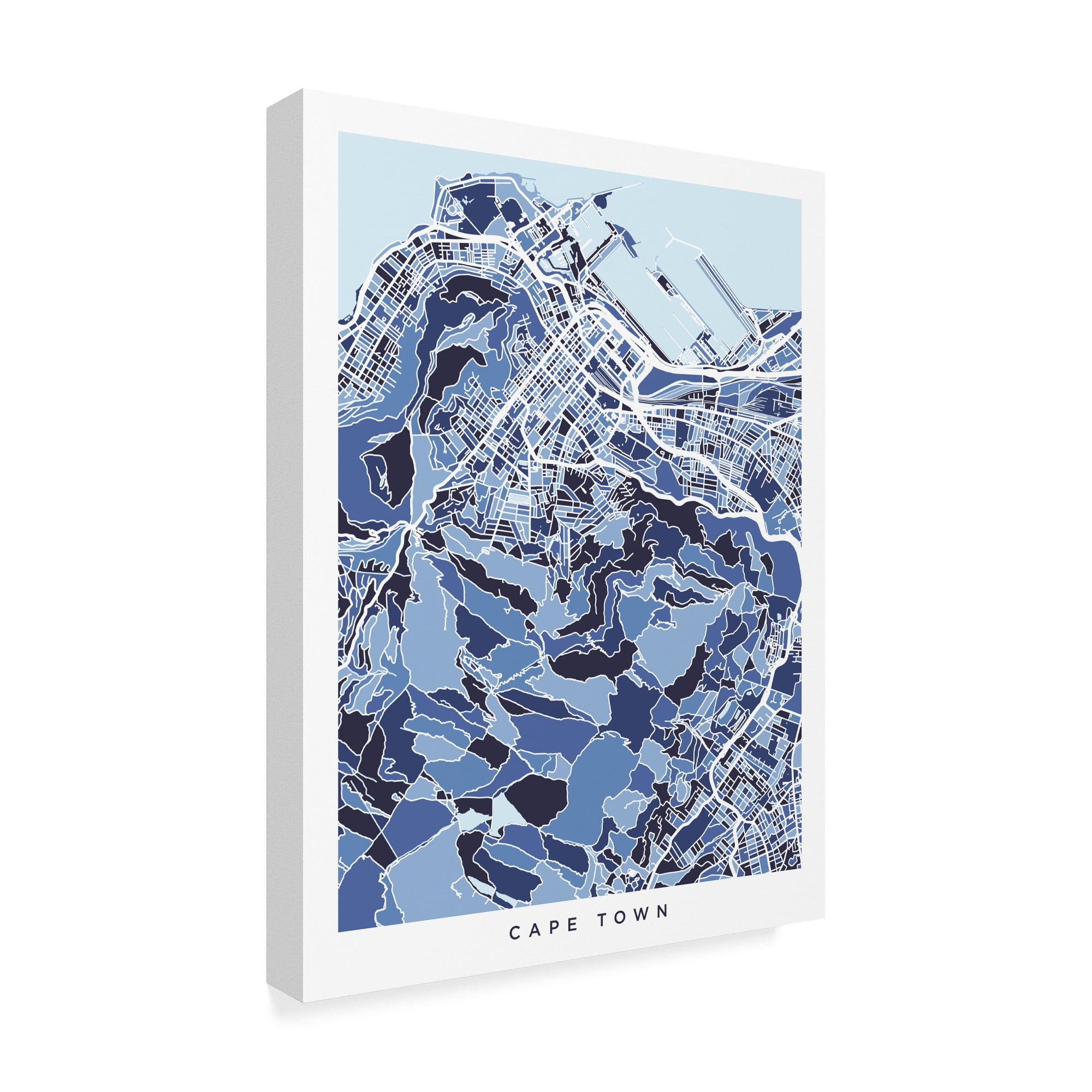 Trademark Fine Art 'Cape Town South Africa City Street Map Blue' Canvas Art by Michael Tompsett