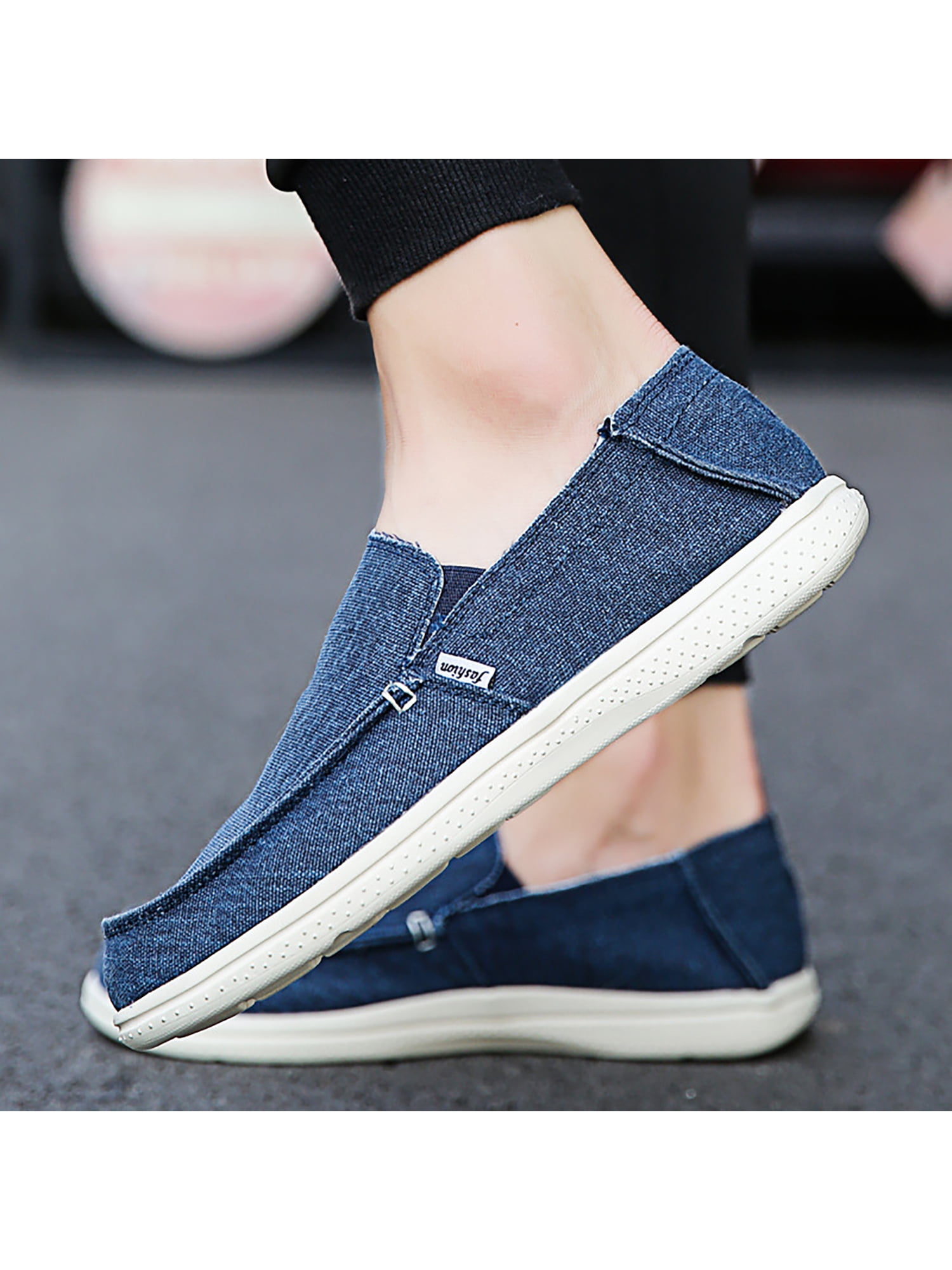 Lacyhop Mens Canvas Shoes Flat Slip On Sneakers Casual Loafers