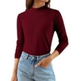thumbnail image 5 of Soyumi Trendy Sweatshirts Y2K Warm Cotton Basic Trendy tops Womens Long Sleeve top Fleece Line Womens Sweatshirts Hoodies Winter Lightweight Womens Blouses Sweatshirt Dress for Women Cozy, Wine, 5 of 7