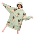 thumbnail image 4 of Pug Green Pattern Lamb Fleece Blanket Hoodies for Teens ,Teens Oversize Sherpa Wearable Hooded Blanket Sweatshirt with Super Pockets, 4 of 6