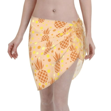 Coaee Pineapples Women s Short Sarongs Beach Wrap Sheer Bikini Wraps Chiffon Cover Ups for Beach  Swimming  Holiday