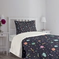 thumbnail image 5 of Ambesonne Space Quilted Bedspread Set 2 Pcs, Alien Planets Asteroid, Twin Size, Multicolor, 5 of 6