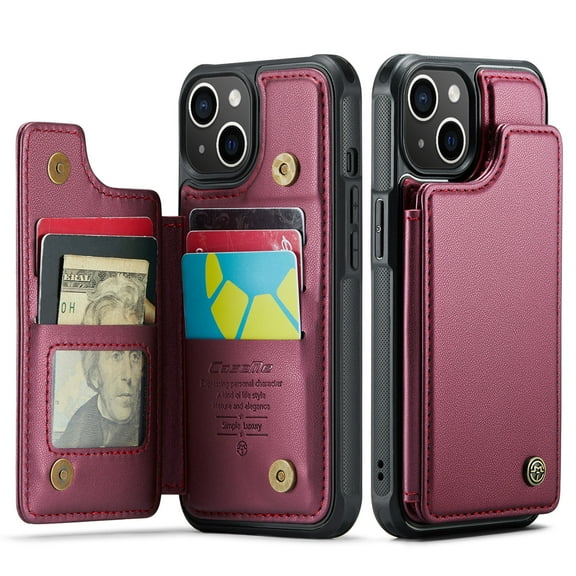 for iPhone 14 Plus Case with Card Holder, Wallet Case for Women Men with RFID Blocking, Durable Leather Kickstand Magnetic Clasp Shockproof Phone Case for iPhone 14 Plus