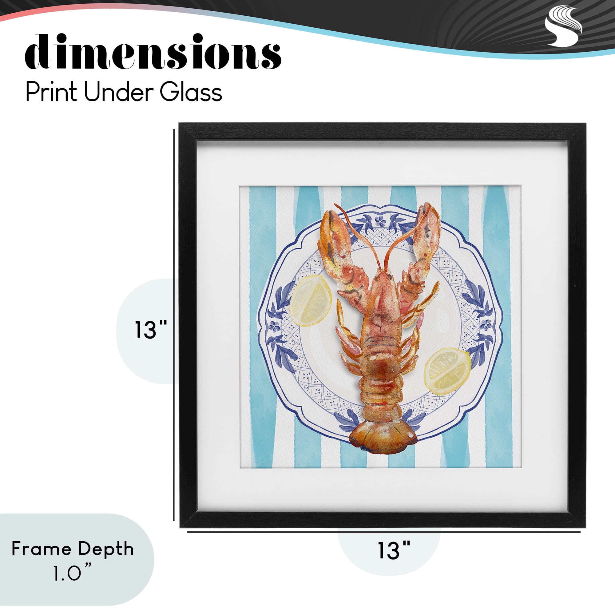 Stupell Industries Lobster Seafood Plate Black Framed Print Under Glass, design by Christie Adams