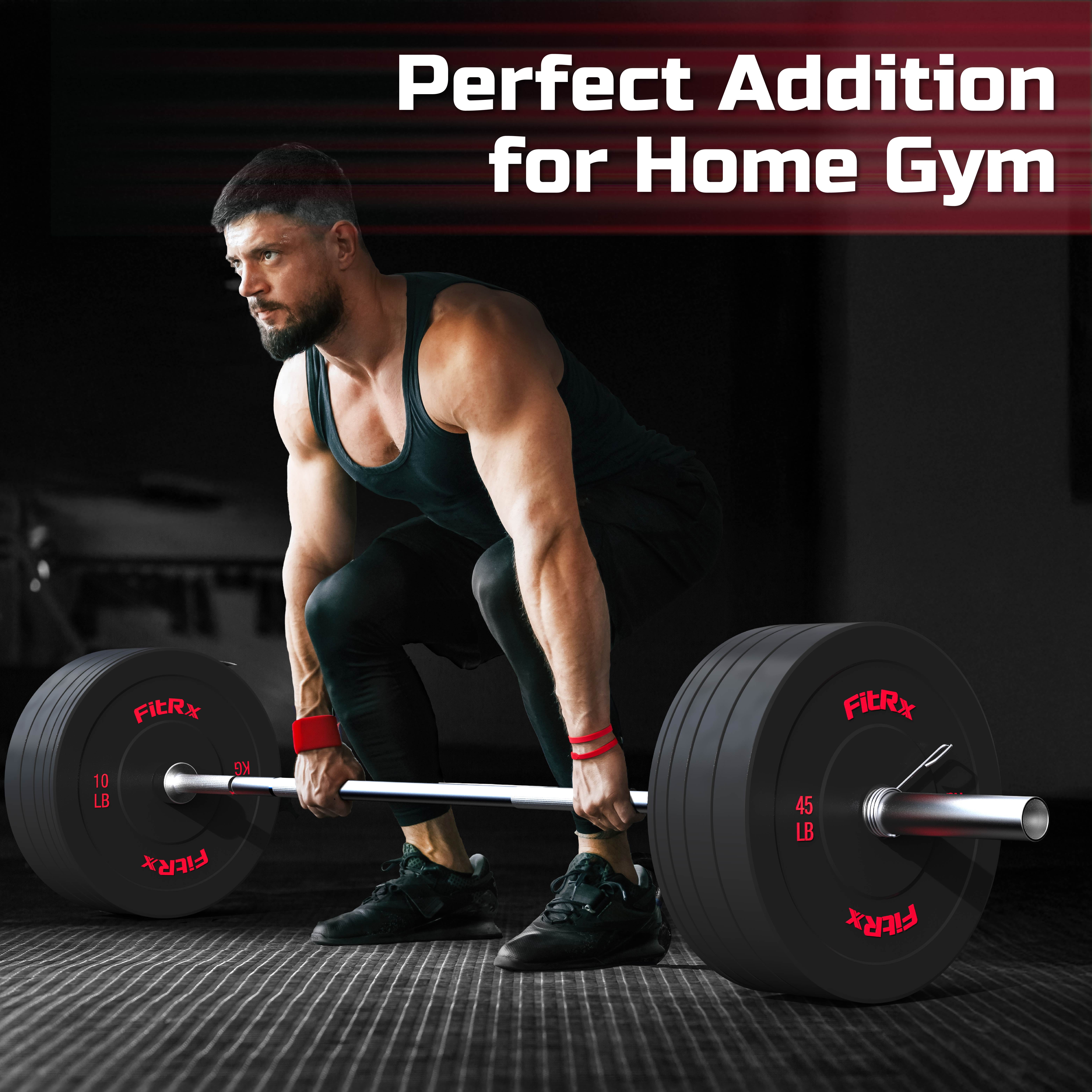 FitRx 35lb Bumper Plates – Olympic Weight Plates for Home Gym, Pair