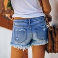 thumbnail image 4 of Charmgo Womens Shorts Clearance, Women's Ripped American Flag Printed Denim Shorts High Waisted Frayed Hem Casual Jeans Shorts Biker Shorts Women Jean Shorts Women Blue XL, 4 of 9