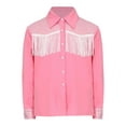 thumbnail image 3 of Raenseen Kids Girls Cowgirl Western Shirt Long Sleeves Lapel Top with Sequins Fringe Pink 6, 3 of 7