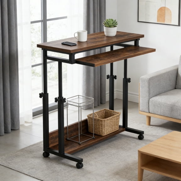 HoejuyVu Red Height Adjustable Rolling Standing Desk with Keyboard Tray, 27.56"-43.31" for Home Office