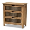thumbnail image 1 of Baxton Studio Commode à Barreaux en Bois à 3 Tiroirs, Fini Chêne Moyen Clement, 1 of 9