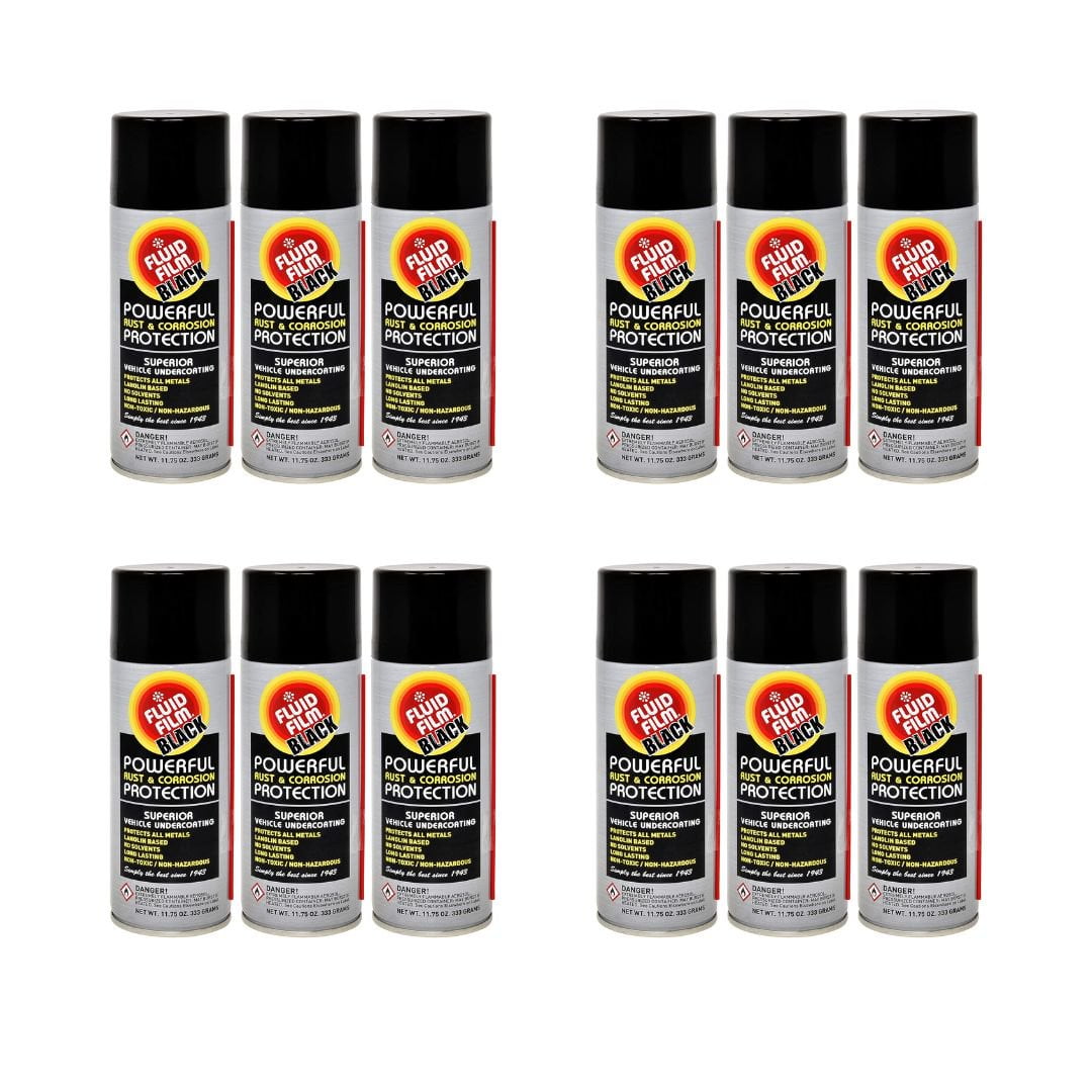 Fluid Film Black 11.75 oz Pack of 6 Rust Converter Spray with Rust Remover,  Prevention, and Inhibitor Properties for Metal Protection and Fluid Film