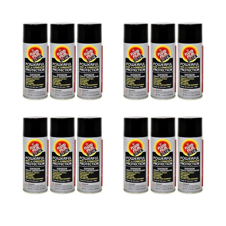 Fluid Film Black 11.75 oz pack of 12 Rust converter for metal and