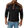 thumbnail image 1 of Men's Solid Color Long-Sleeved Stand-Up Collar Button-Up with Fake Pocket Patchwork Jacket, Classic Soft Fabric with Zipper Pocket for Outdoor Work Sports, 1 of 8