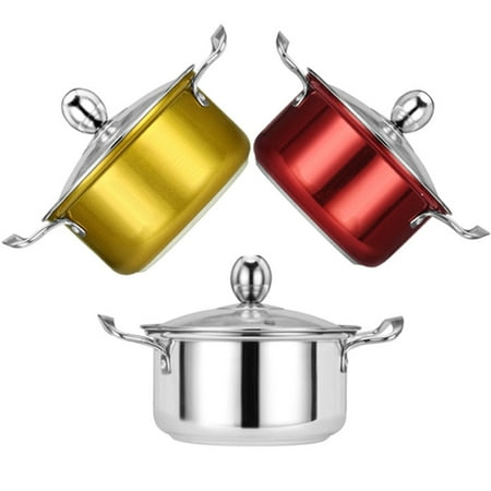 

huanledash 16cm Stainless Steel Mini Soup Induction Cooker Universal Pot with 2 Handle