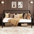 thumbnail image 2 of Tamaño individual - size daybed frame con cabecero | sturdy metal & mdf, easy - assembly negra sofa cama para sala de estar, dormitorio o guest room, 2 of 8